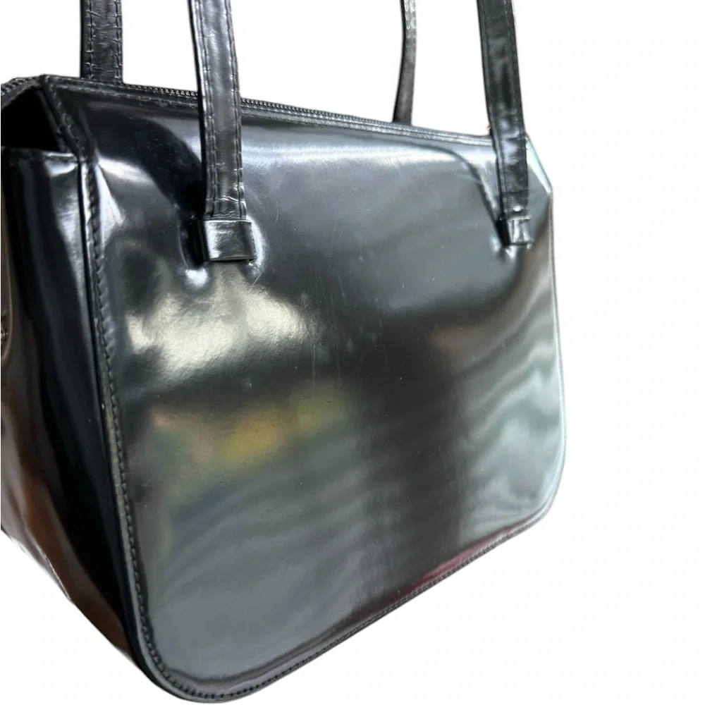 Versace Patent Leather Shoulder Bag with Silver Hardware - Picture 5 of 11